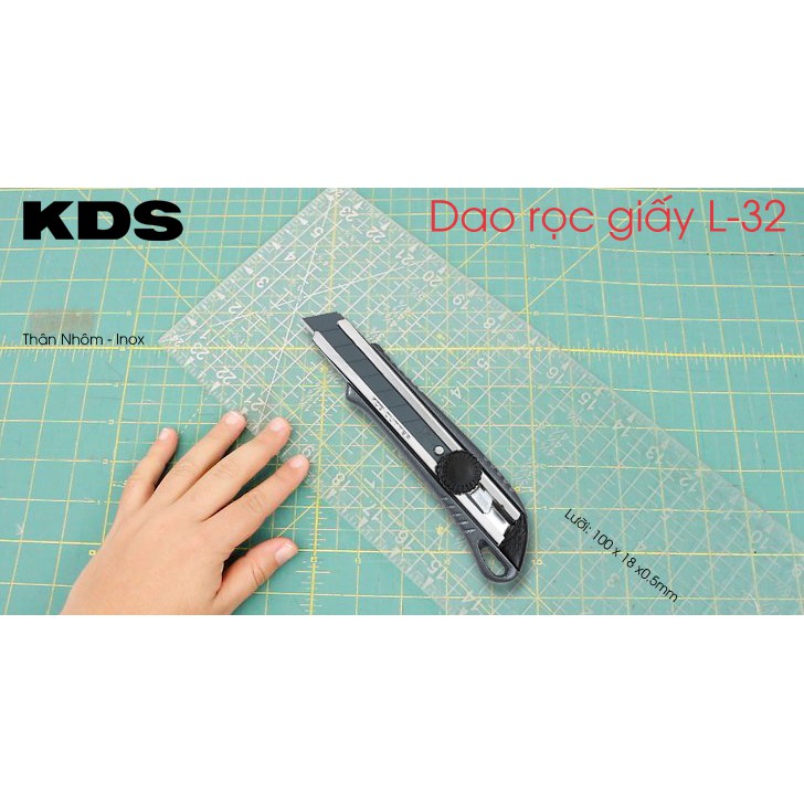Dao rọc giấy thân kim loại KDS L-32 Nhận bản