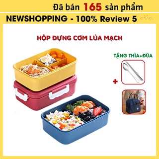 Hộp Đựng Cơm Chia 3 Ngăn Lúa Mạch Giữ Nhiệt New Shopping Tặng Kèm Đũa Thìa,Hộp Đựng Cơm Giữ Nhiệt Ăn Trưa Văn Phòng