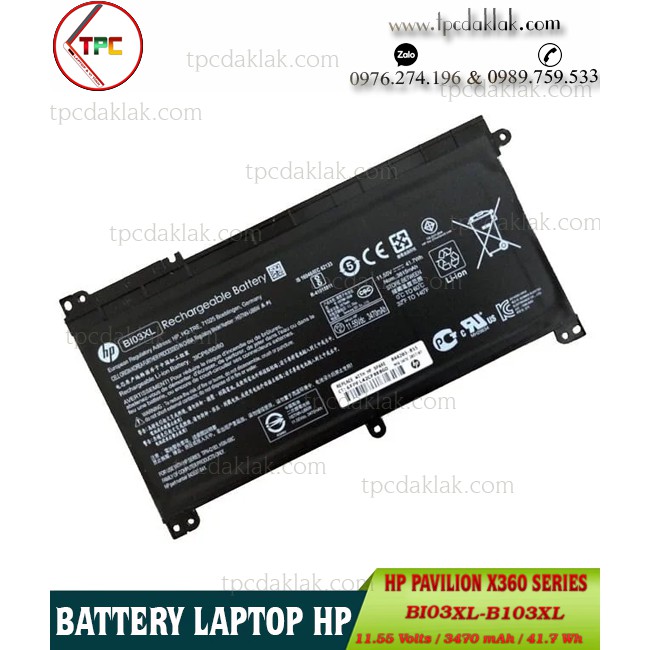 PIN LAPTOP HP PAVILION 14-AX, X360 , 13-U, 11-U, M3-U, BI03XL, ON03XL | BATTERY LAPTOP HP BI03XL