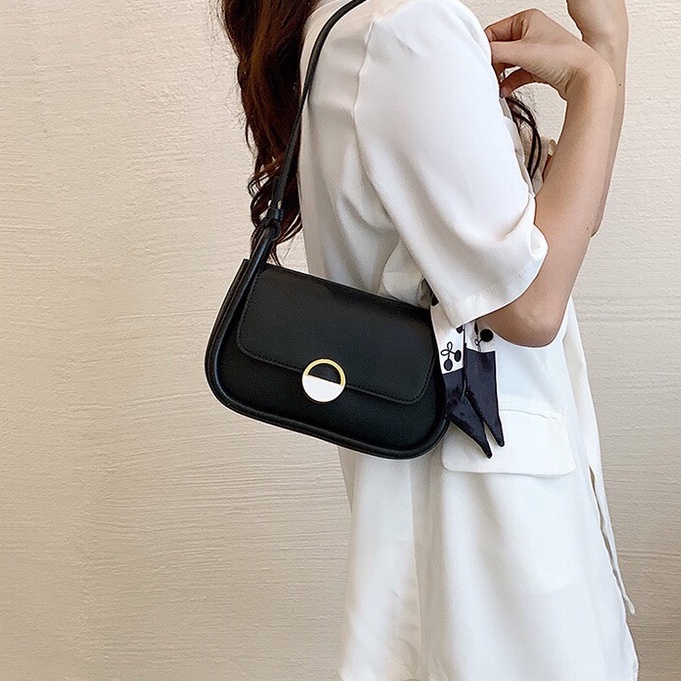 Túi đeo vai , túi đeo chéo dây xích phối lụa, khóa tròn kiểu mới 2022 SL46