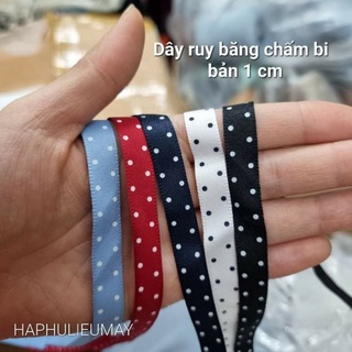 Dây ruy băng chấm bi trang trí bản 1 cm ( cuộn 5 mét )