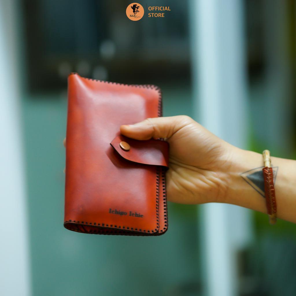 Ví dài da bò vegtan nhuộm thủ công màu cam - RAM Leather