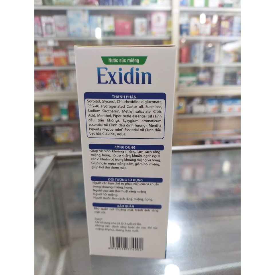 Nước súc miệng Exidin, chai 250ml - tinh chất trầu không