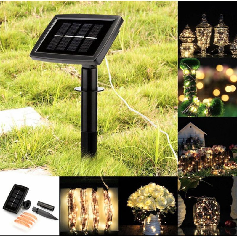 BỘ DÂY LED TRANG TRÍ CHẠY ĐIỆN NĂNG LƯỢNG MẶT TRỜI CẢM BIẾN NHẤP NHÁY MÀU CỰC ĐẸP