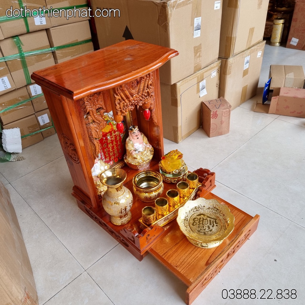 COMBO 7 Sản phẩm Bộ bàn thờ gỗ xoan ngang 35cm