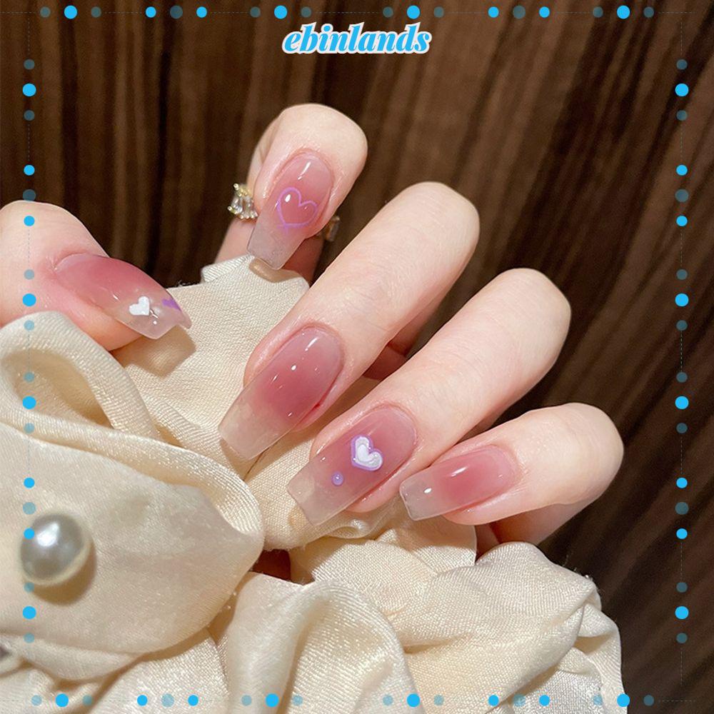 [Hàng mới về] Hộp 24 móng tay giả nghệ thuật màu bóng lấp lánh bao phủ móng