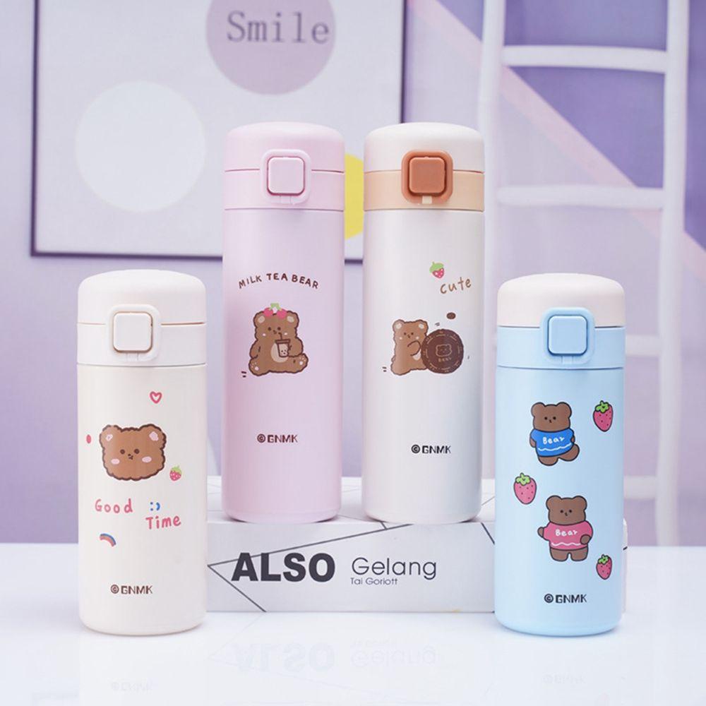 YIYU Bình Nước Giữ Nhiệt 350 / 450ml In Hình Gấu Dễ Thương Thời Trang Cho Bé