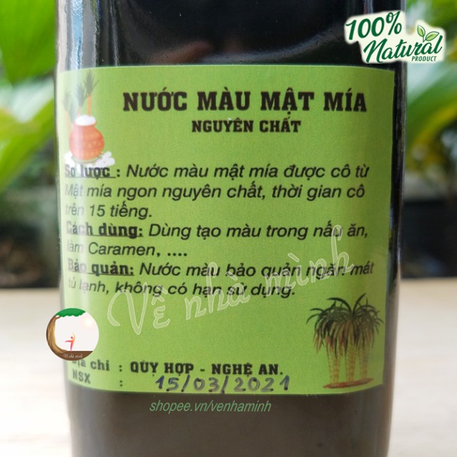 NƯỚC MÀU MẬT MÍA HỮU CƠ NGUYÊN CHẤT 100% TỰ NHIÊN (màu sắc đậm đà dùng tẩm ướp nấu ăn &amp; làm bánh...an toàn cho sức khỏe)