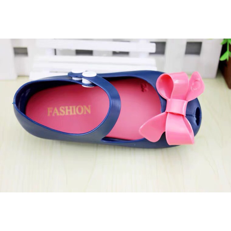 Giày nhựa thơm cho bé - Dép nhựa cho bé gái có gắn Nơ xinh xắn nhựa dẻo siêu mềm kiểu dáng Hàn Quốc chống trơn trượt