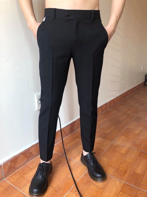 QUẦN TÂY NAM VẢI CO GIÃN DÁNG ÔM - MÀU ĐEN | BigBuy360 - bigbuy360.vn