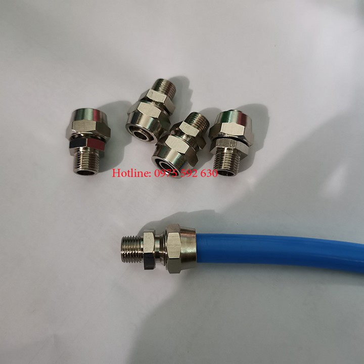 Khớp nối nhanh INOX ren ngoài cắm ống PU 6 , 8, 10, 12