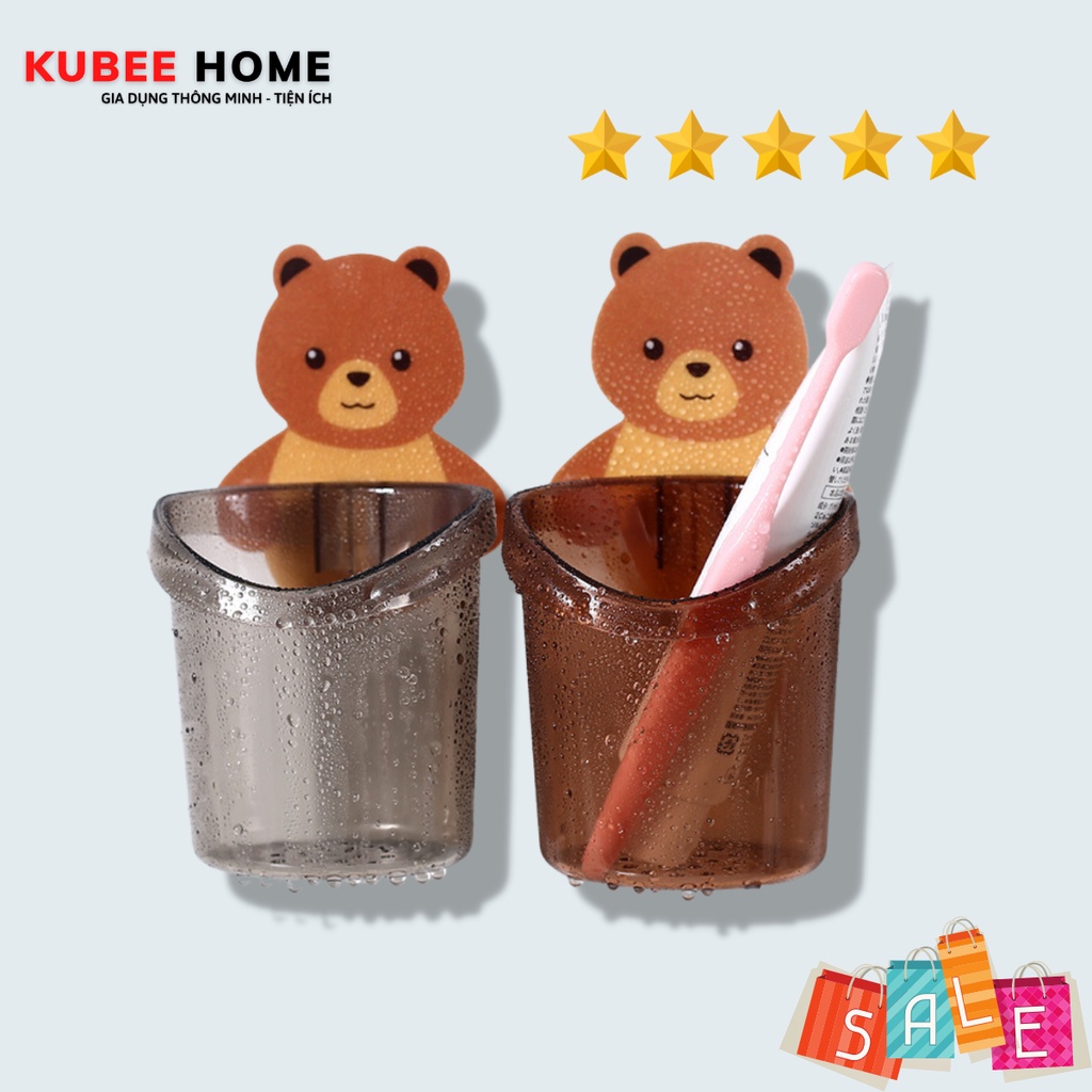 Cốc Gấu Đựng Bàn Chải Kem Đánh Răng - Cốc Gấu Dán Tường Siêu Dính Cho Trẻ Em
