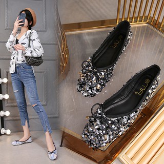 Giày búp bê đế bệt mềm đính kim sa thời trang size lớn 32-43