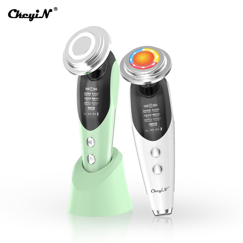 Máy mát xa da mặt CkeyiN MR528 7 trong 1 có đèn LED giúp hỗ trợ cải thiện quầng thâm và nếp nhăn / nâng da mặt