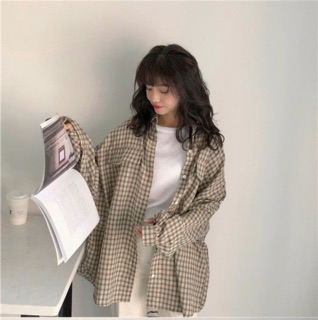 Chuẩn Áo sơ mi kẻ unisex phom rộng hàng chọn