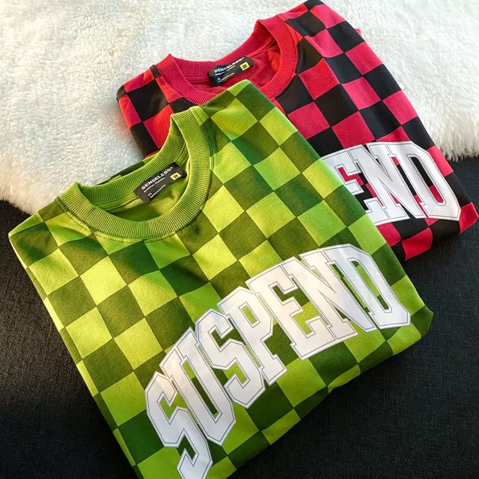 Áo nỉ dài tay dáng rộng họa tiết sọc caro thời trang đường phố Mỹ cổ điển có cỡ lớn 250g | BigBuy360 - bigbuy360.vn