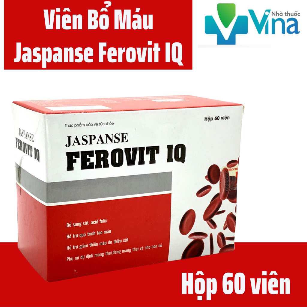 Viên uống Jaspanse Ferovit IQ giúp bổ sung sắt, acid foric hỗ trợ giảm thiếu máu do thiếu sắt