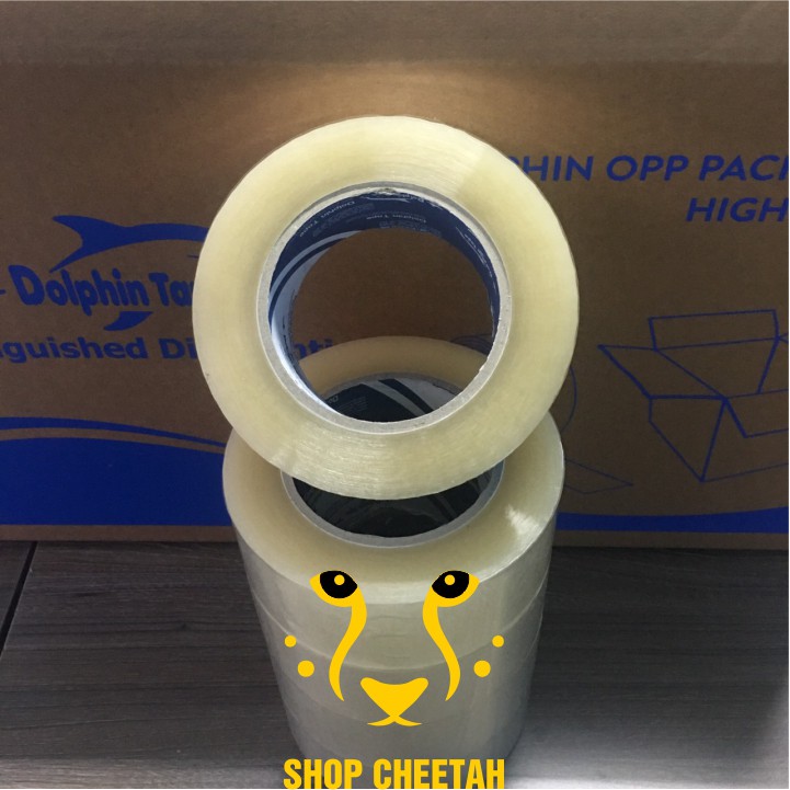 Block 6 cuộn băng dính OPP dài 150Y màu Trong – Băng dính Dolphin – Chuyên dùng cho đóng gói hàng hóa – Đóng thùng carto