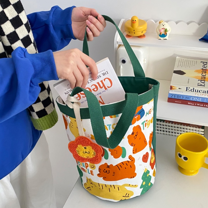 Túi Xách bucket In Hình Hoạt Hình Nhật Bản Dễ Thương Cho Nữ