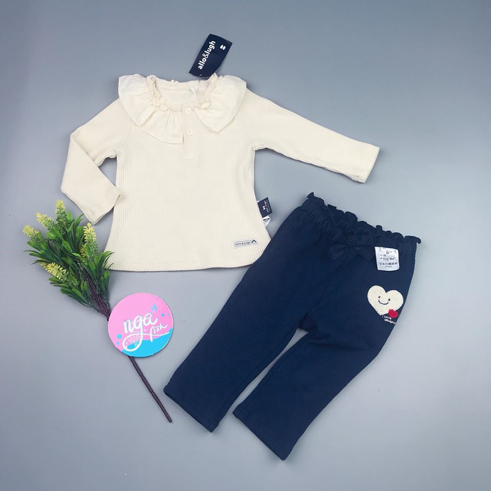 Set bộ Tăm trắng allo lugh cổ bèo và quần ren tim