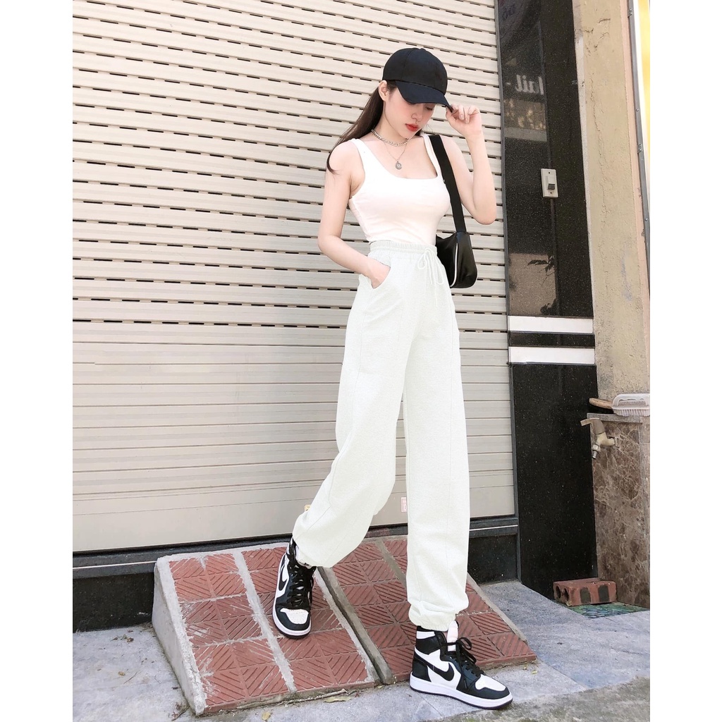 Quần Jogger Nữ Cạp Chun Bo Gấu Vải Nỉ Thun Da Cá Loại 1 Mã 979 | BigBuy360 - bigbuy360.vn