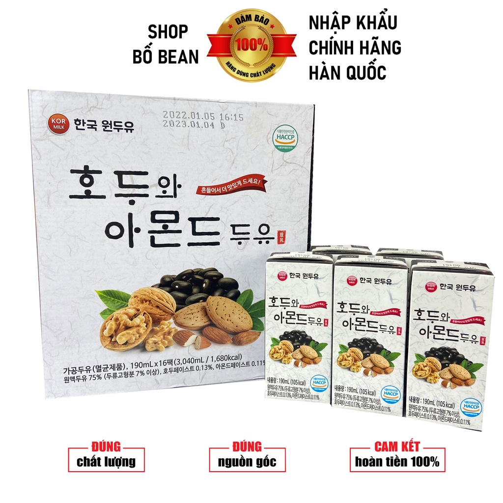 Sữa Hạt Óc Chó Hành Nhân Hàn Quốc Chính Hãng 190ml/hộp