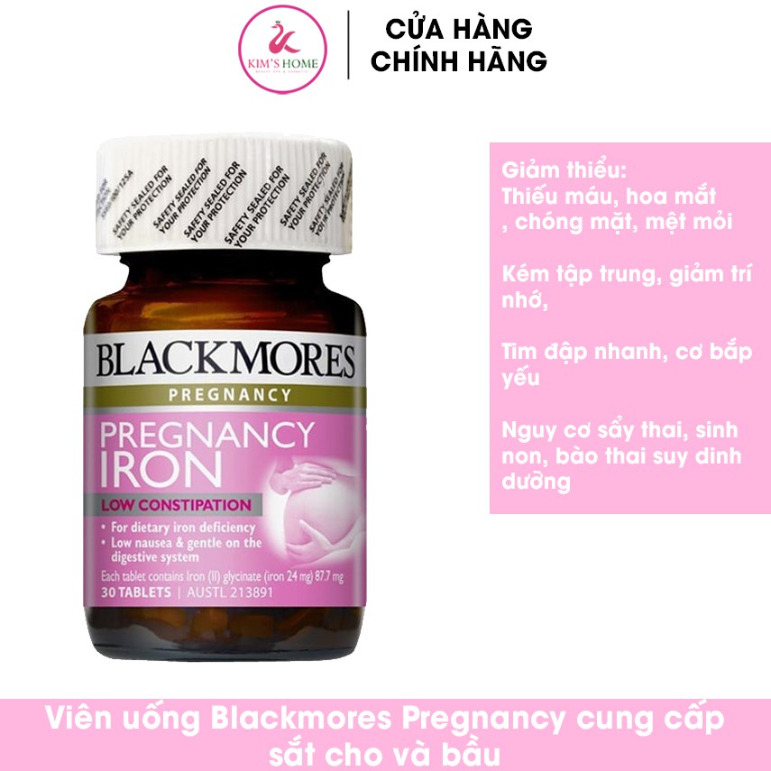 Viên uống Bổ sung Sắt cho bà bầu của Úc Blackmores Pregnancy Iron 30 viên
