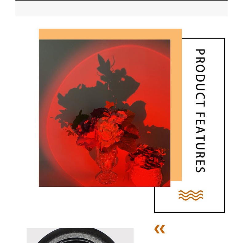 Đèn RGB Tạo Hiệu Ứng Biểu Tượng Hoàng Hôn / Ánh Sáng Xoay 360 Độ Kèm Sạc USB Trang Trí Phòng Khách / Phòng Ngủ