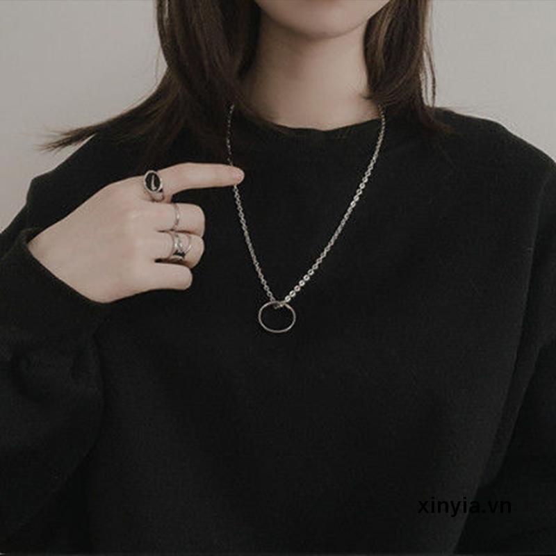 Vòng Cổ Mặt Tròn Phong Cách Hiphop Cá Tính Cho Nam Nữ