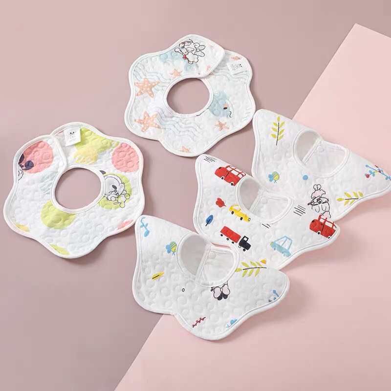 Yếm tròn xoay yếm dãi 360 có chống thấm dành cho bé chất liệu cotton