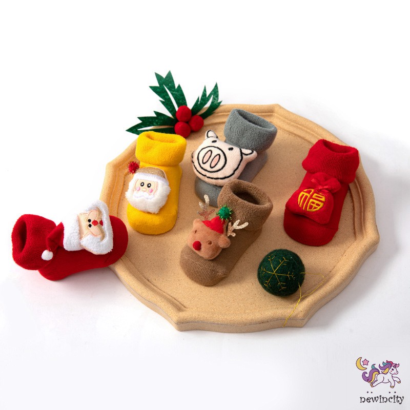 Vớ cotton chống trượt trang trí giáng sinh đáng yêu cho bé