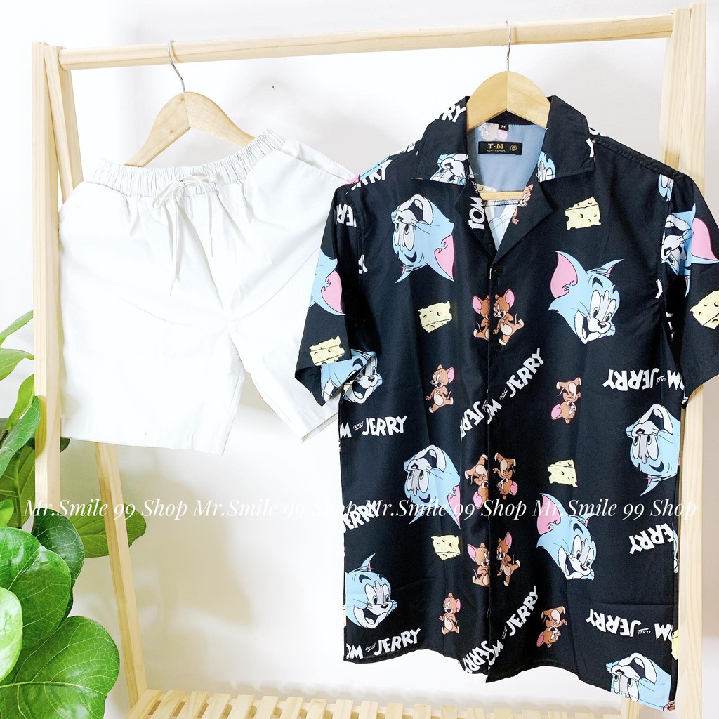 ÁO SƠ MI HỌA TIẾT ĐI BIỂN UNISEX MR SMILE 99 SHOP