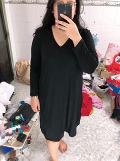 Đầm Suông V Tay Dài Bigsize (Có Ảnh Thật)