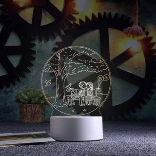 Đèn led 3D trang trí để bàn, đèn ngủ: Mẫu cặp đôi ngồi ghế