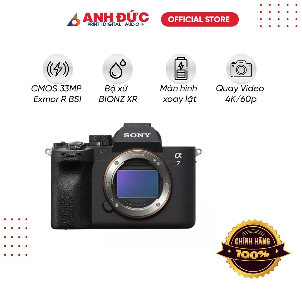 Máy Ảnh Sony Alpha A7 IV Mark Body, Tặng Thẻ Nhớ Sony 64GB, Hàng Chính Hãng Bảo Hành 24 Tháng Toàn Quốc