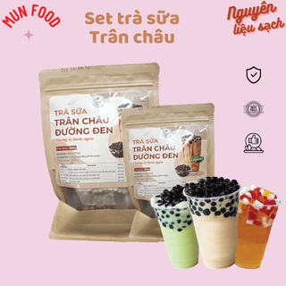 Set nguyên liệu pha trà sữa Phúc Long Trân châu đường đen Thái xanh túi to