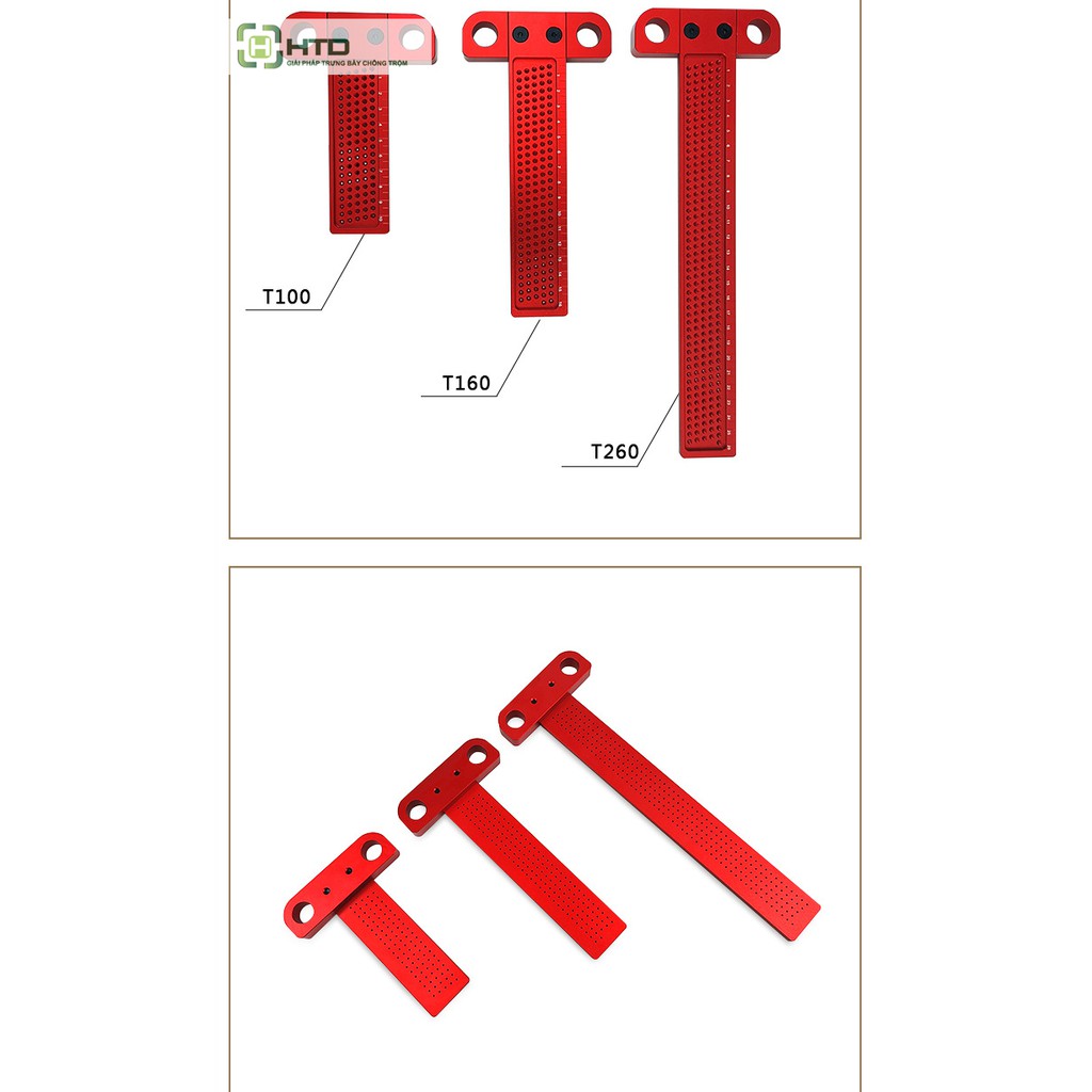 Thước Gỗ Chuyên Nghiệp Thước Hợp Kim Nhôm Định Vị Lỗ Đánh Dấu Thước Kẻ Cho Thợ Mộc Hình Chữ T
