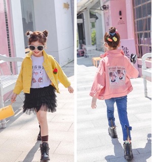 [Hàng có sẵn ] Áo khoác JEANS bé gái (có sẵn màu Hồng sz 110)
