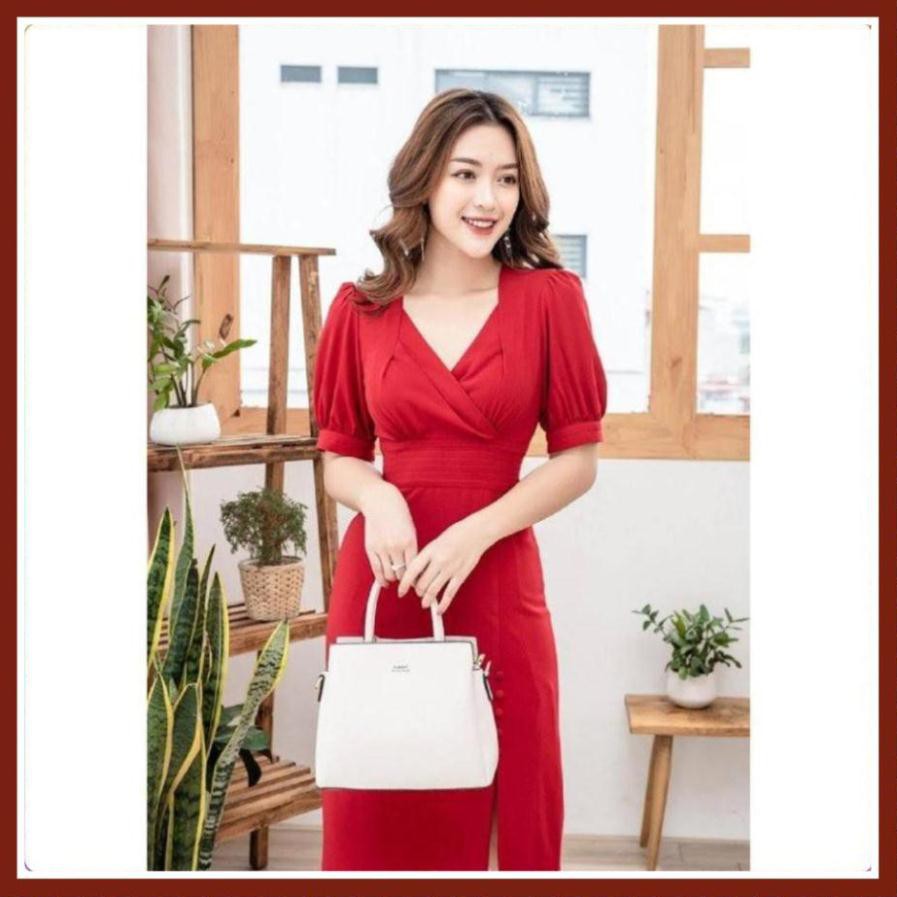 Đầm Body -Váy Dự Tiệc Cổ V Thời Trang Công Sở Cực Tôn Dáng duy nhất 1 màu