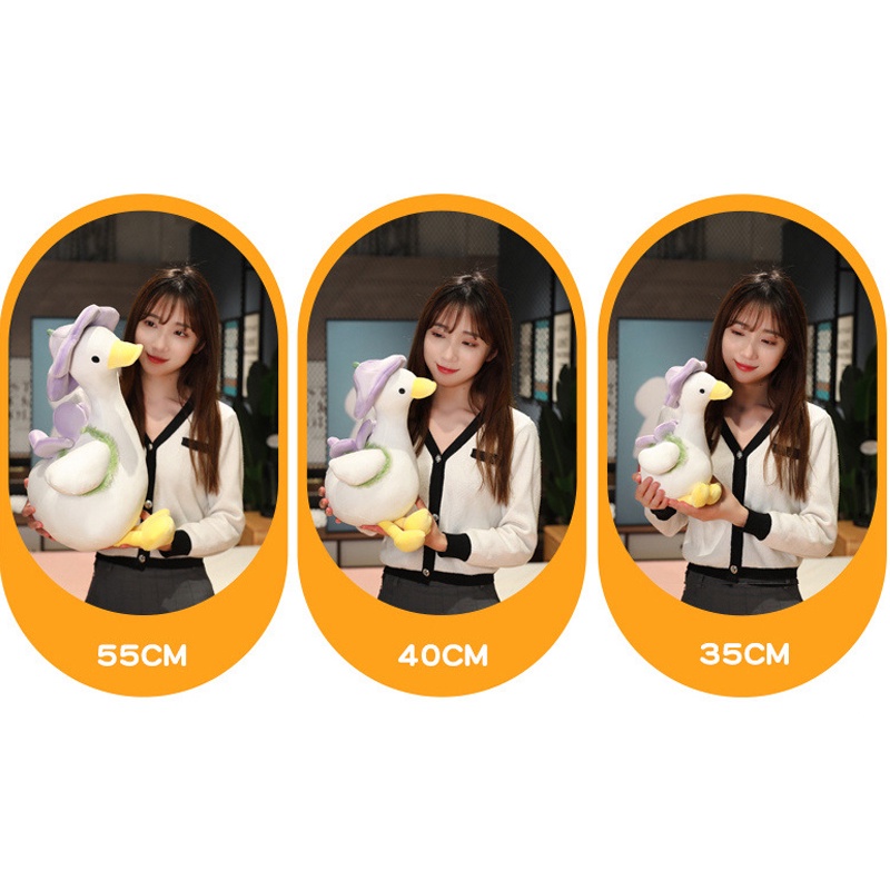 Đồ chơi chú vịt nhồi bông họa tiết hoa phù hợp làm quà tặng vui nhộn dễ thương 35-60cm