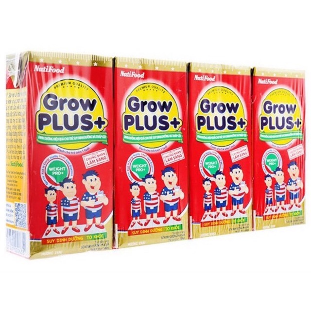 Combo 4 lốc sữa Grow plus đỏ 180ml pha sẵn ( Date 9/2020)