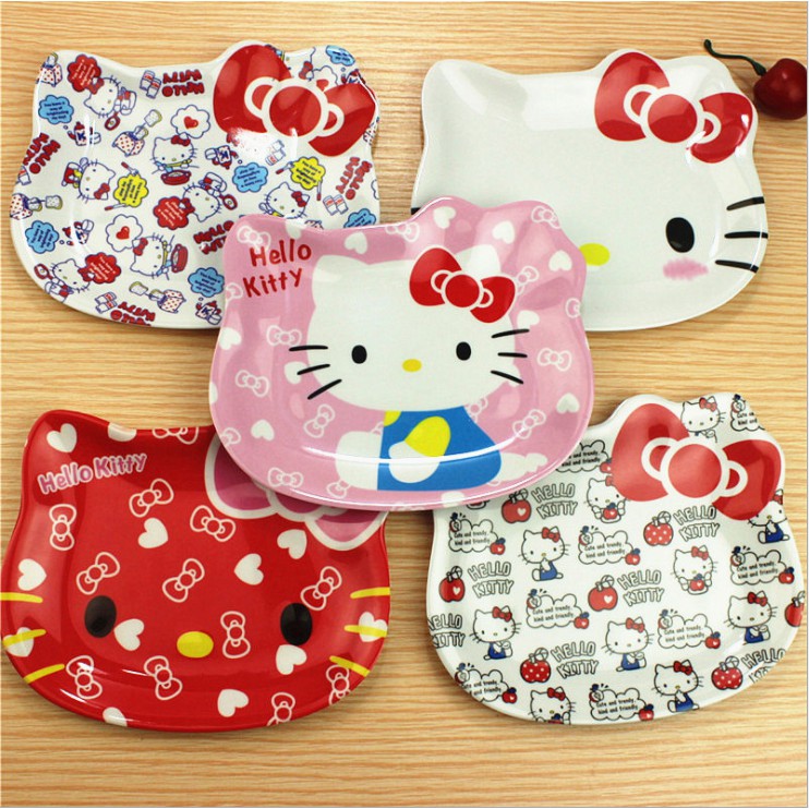 【Life-365】Hello Kitty Plate Cartoon Kids Tableware Snack Dish Cake Dish Baby Tableware