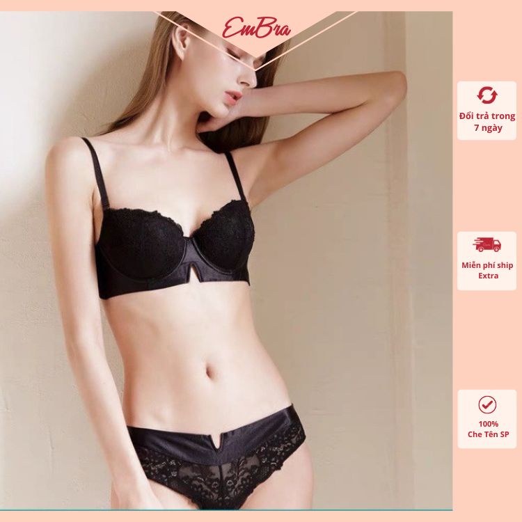 Bộ Đồ Lót Man Khoét Ngực Có Gọng Nâng Ngực Cao Cấp Gọn Ngực Siêu Đẹp, Mút Nâng Dày 3cm Mã EBB23