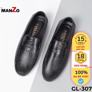 [DA THẬT] Giày lười công sở cao cấp da bò cao cấp màu đen - Manzo GL-307