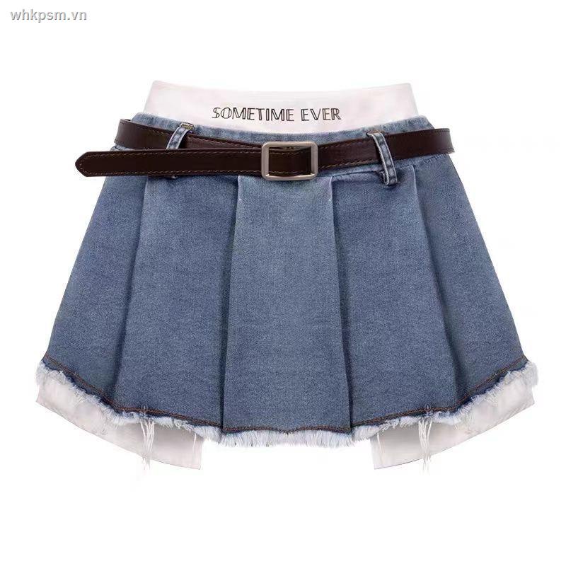 Chân Váy Denim Chữ A Lưng Cao Thời Trang Dành Cho Nữ