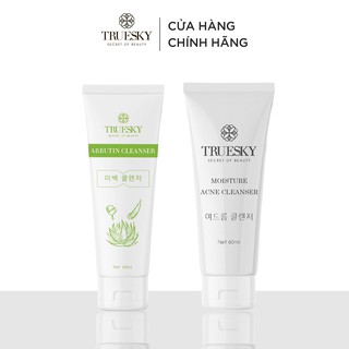 Combo 2 sữa rửa mặt tạo bọt Truesky (sữa rửa mặt nha đam trắng da 60ml + sữa rửa mặt than hoạt tính ngừa mụn 60ml)
