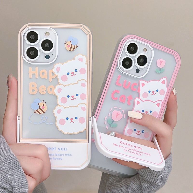 Ốp lưng iphone Ốp Điện Thoại Kèm Giá Đỡ Tàng Hình Họa Tiết Hoạt Hình Cho iphone13Promax 12Pro 11 / xs / 7 / 8 / plus Dinuo case