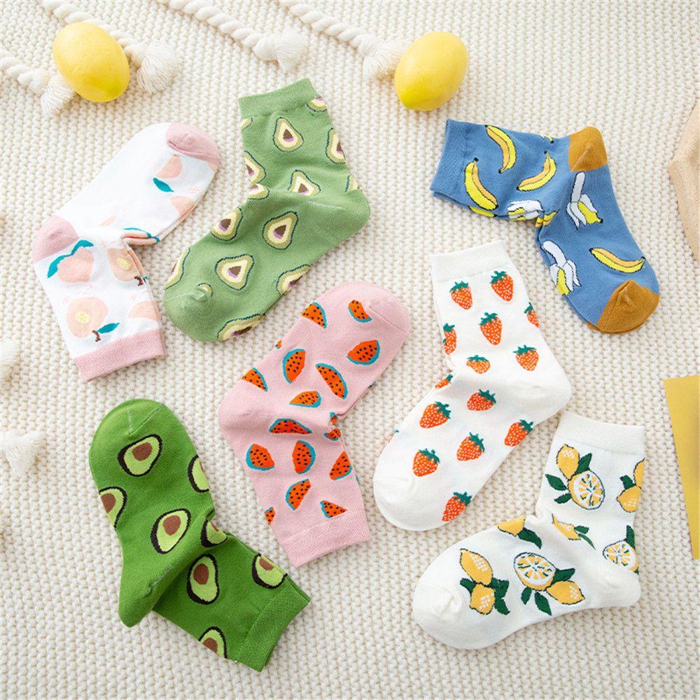 1 Đôi Vớ Bằng Cotton Thoáng Khí In Họa Tiết Trái Cây Hoạt Hình Phong Cách Nhật Bản Harajuku Thời Trang Cho Nữ