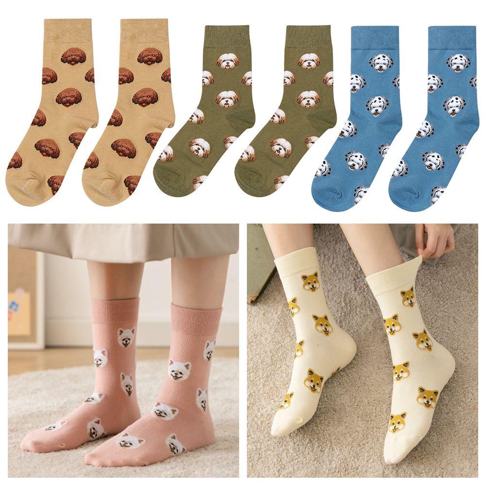 Vớ Cổ Trung Họa Tiết Hoạt Hình Chó Dễ Thương Kiểu Nhật Bản 1