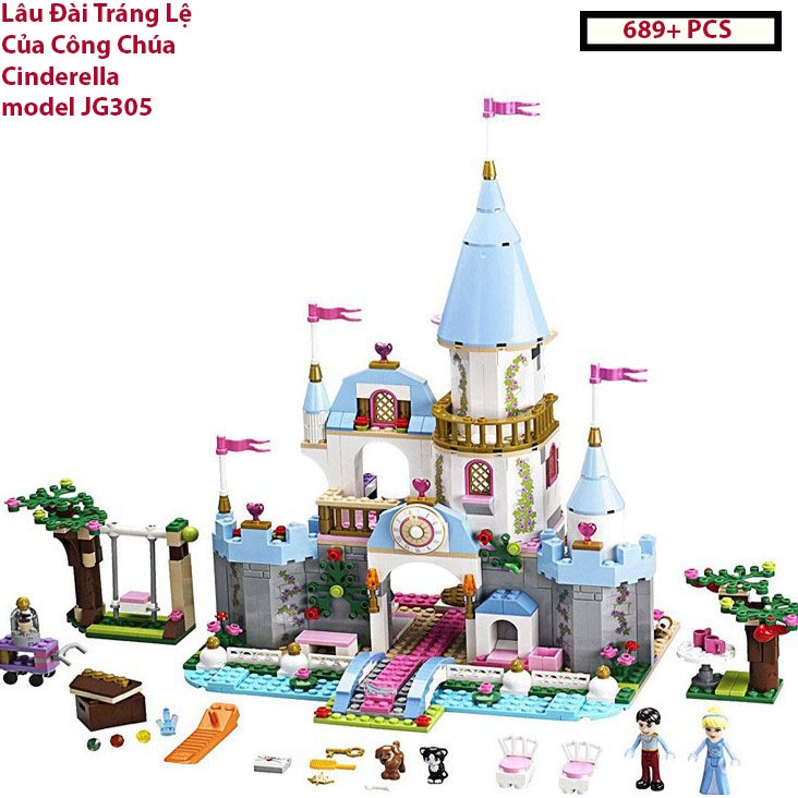 Bộ đồ chơi lắp ráp kiểu lego 689 chi tiết Friends bé gái Lâu Đài Tráng Lệ Của Công Chúa Cinderella model JG305